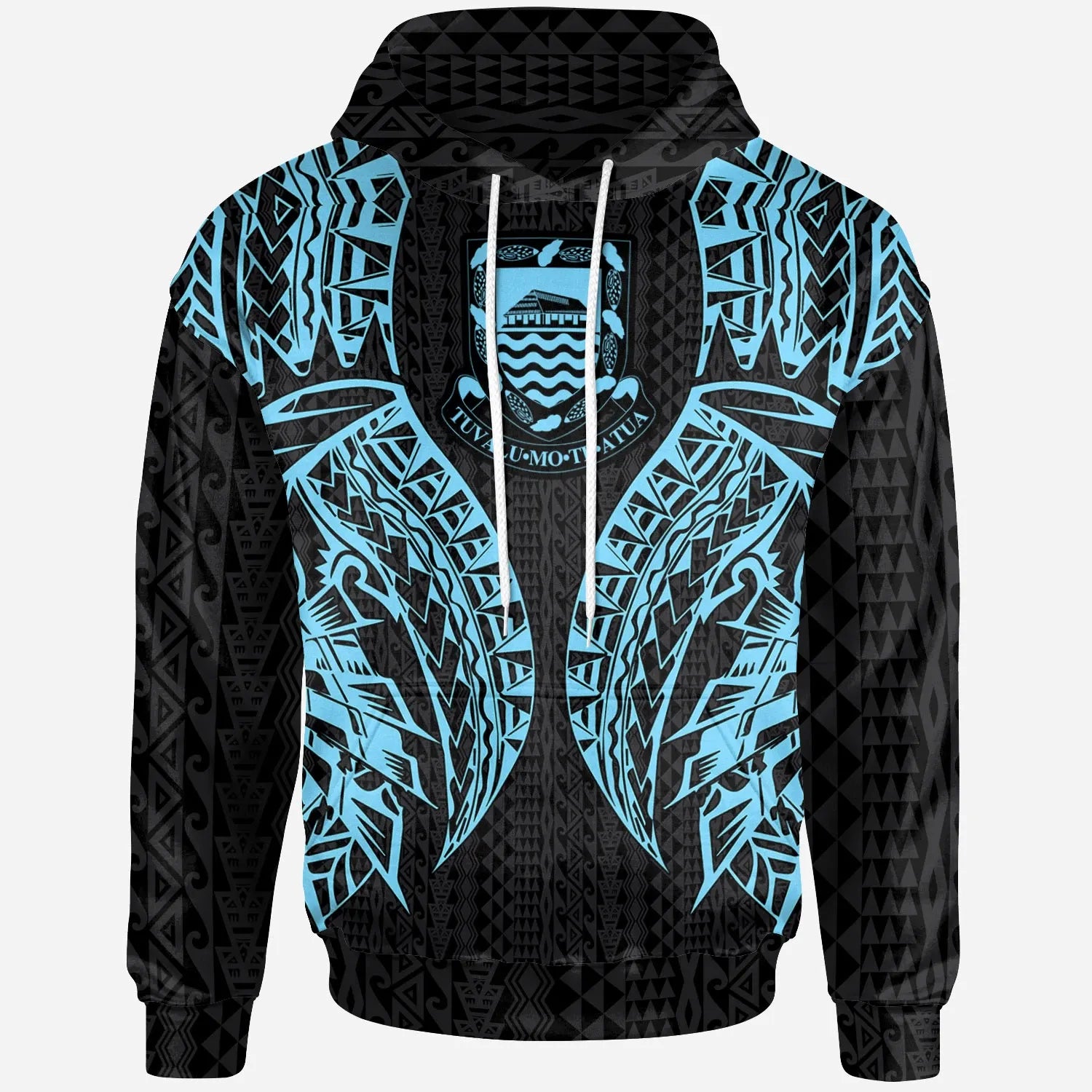 Tuvalu Hoodie - Polynesian Lion Head Neon Style