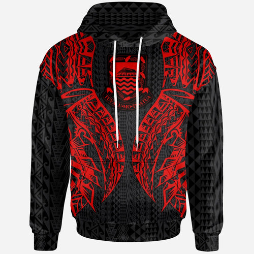 Tuvalu Hoodie - Polynesian Lion Head Red Style