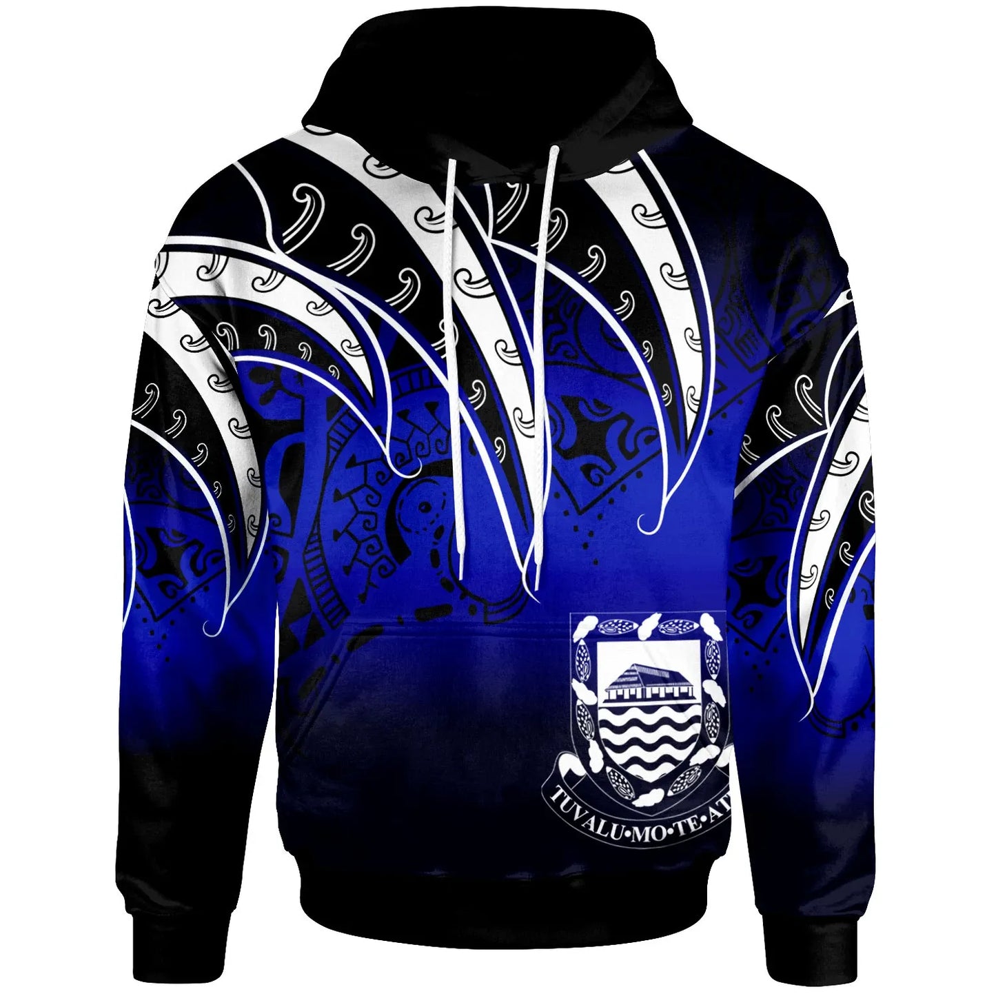 Tuvalu Hoodie - Tropical Leaf Gradient Blue Style