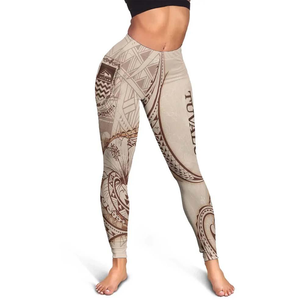 Tuvalu Legging - Hibiscus Flowers Vintage Style