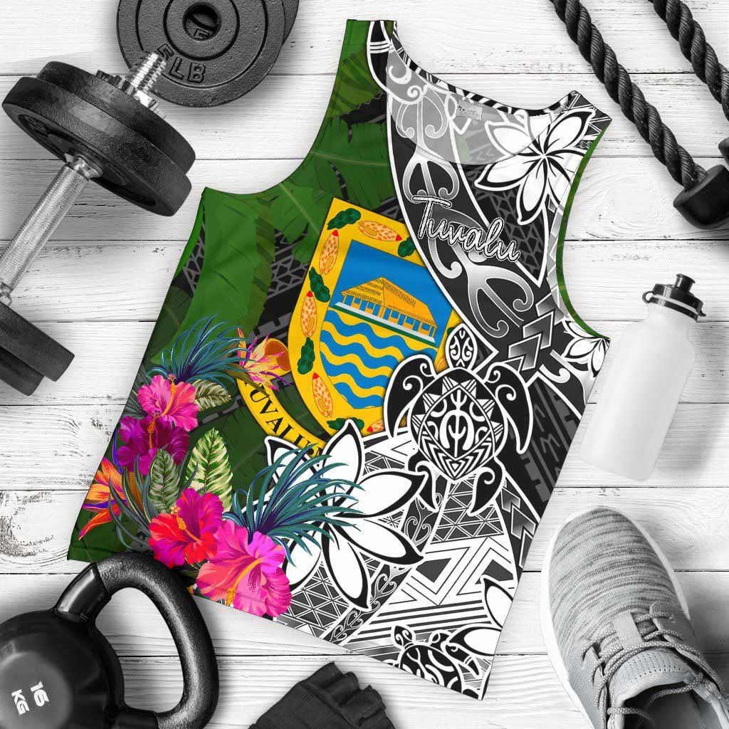 Tuvalu Men Tank Top - Turtle Plumeria Banana Leaf