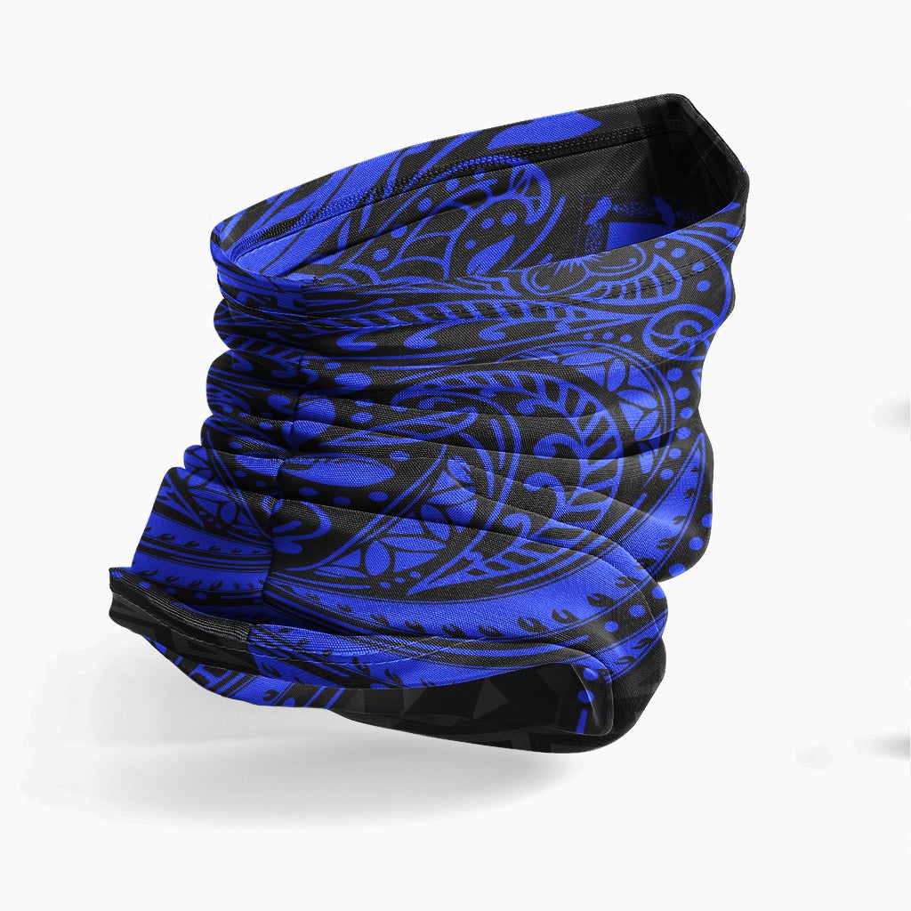 Tuvalu Neck Gaiter - Floral Tattoo Blue