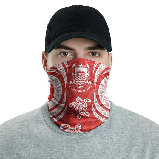 Tuvalu Neck Gaiter - Turtle Tentacle White Red