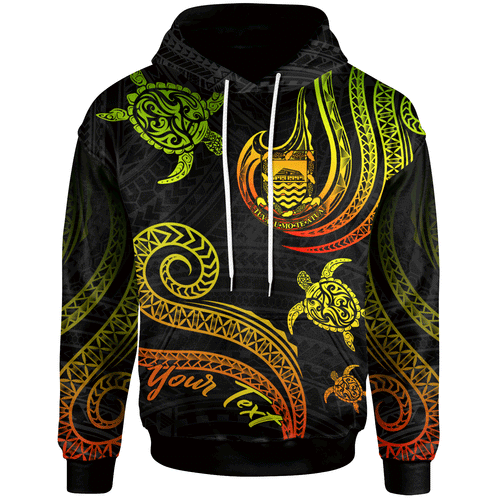 Tuvalu Personalised Custom Hoodie - Polynesian Turtle With Pattern Reggae