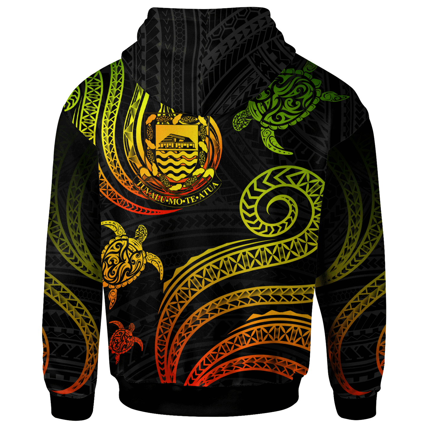 Tuvalu Personalised Custom Hoodie - Polynesian Turtle With Pattern Reggae