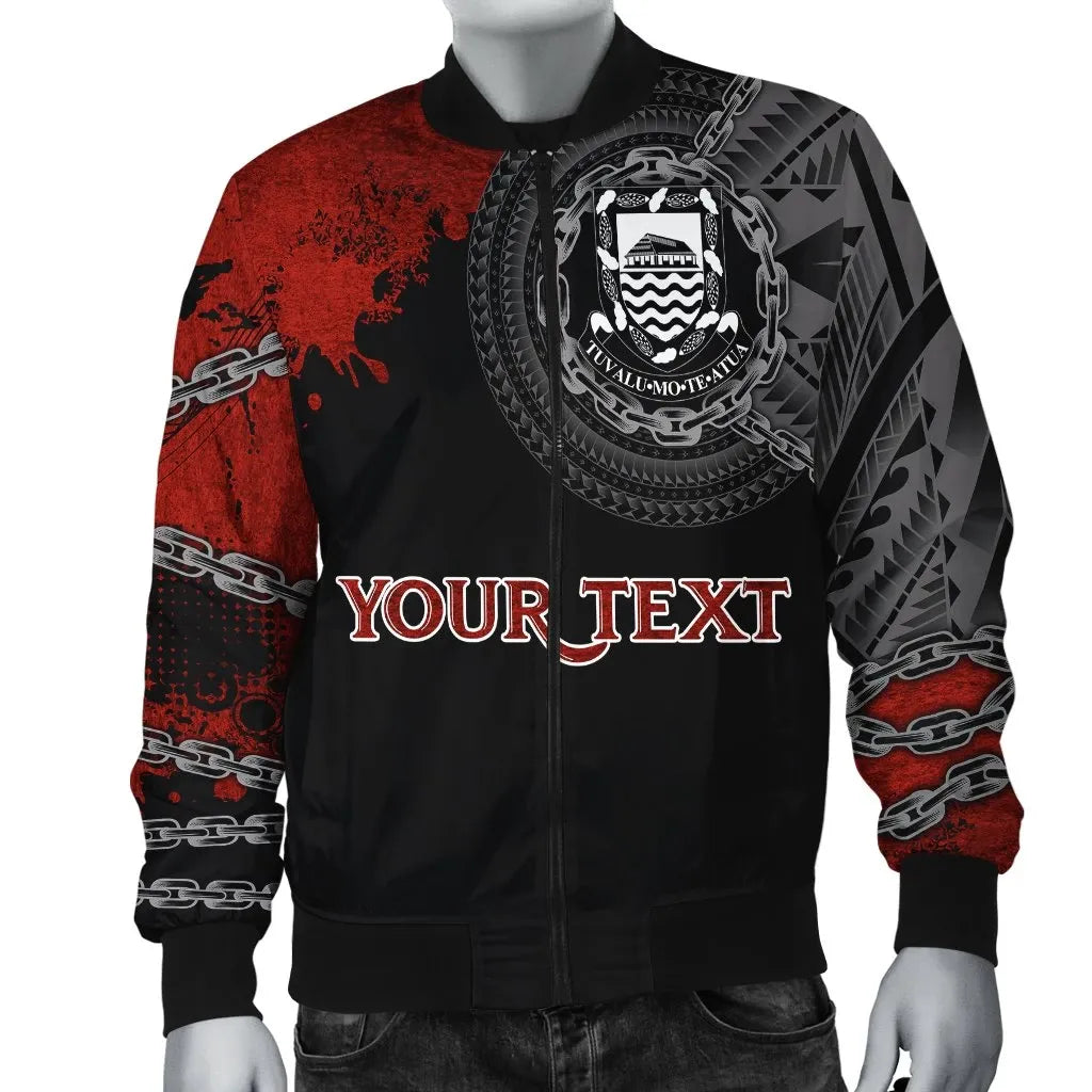 Tuvalu Polynesian Personalised Bomber Jacket - Polynesian Chain Style