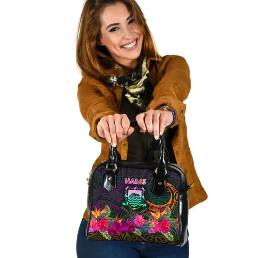 Tuvalu Personalised Shoulder Handbag - Summer Hibiscus