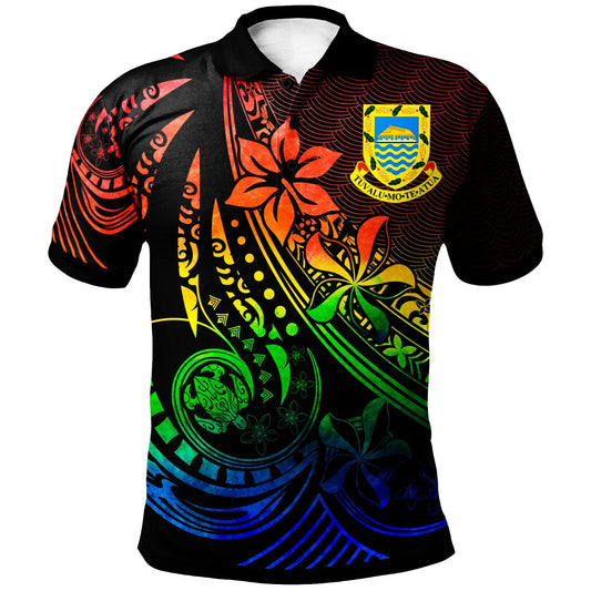 Tuvalu Polo Shirt - The Flow Of The Ocean Rainbow Color
