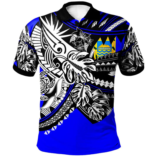 Tuvalu Polo Shirt - Tribal Jungle Blue Pattern