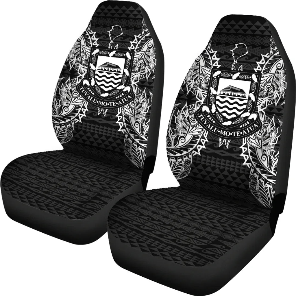 Tuvalu Car Seat Cover - Tuvalu Coat Of Arms Map Black