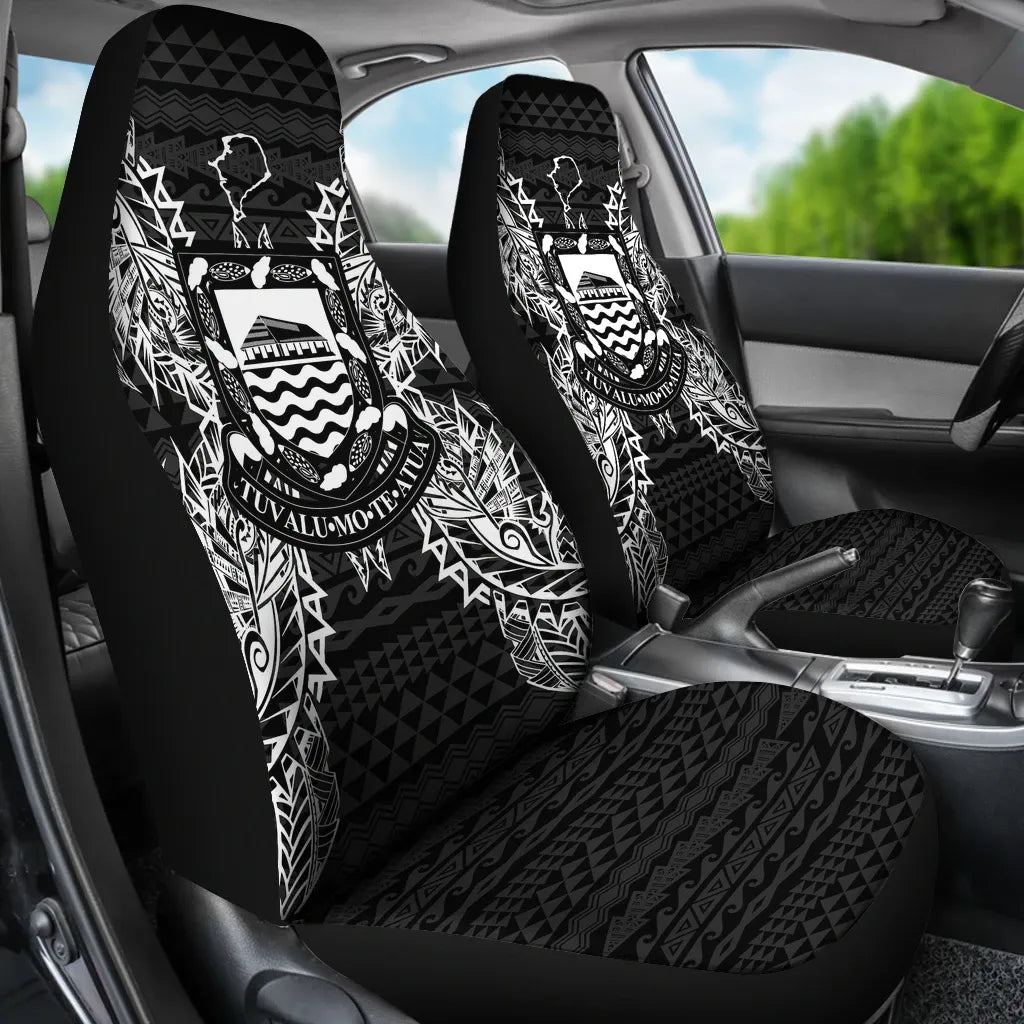 Tuvalu Car Seat Cover - Tuvalu Coat Of Arms Map Black