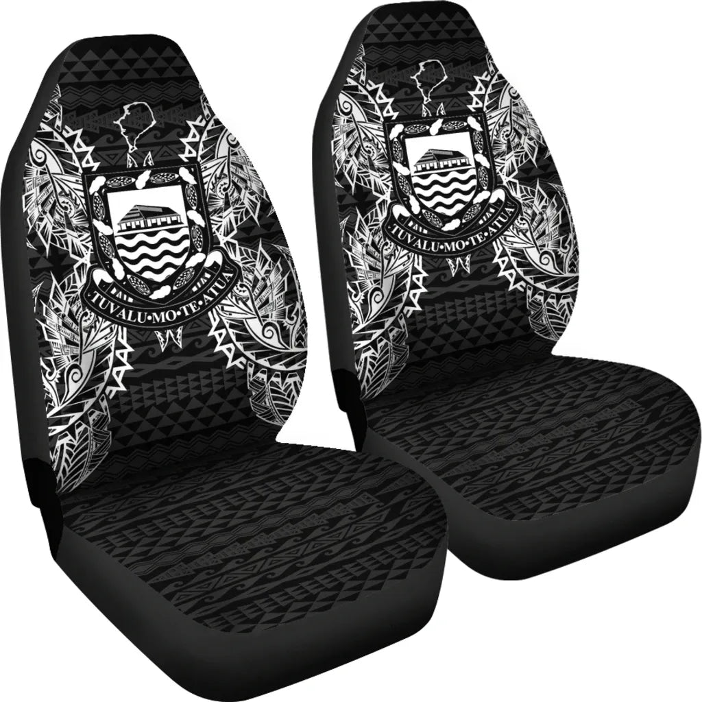 Tuvalu Car Seat Cover - Tuvalu Coat Of Arms Map Black