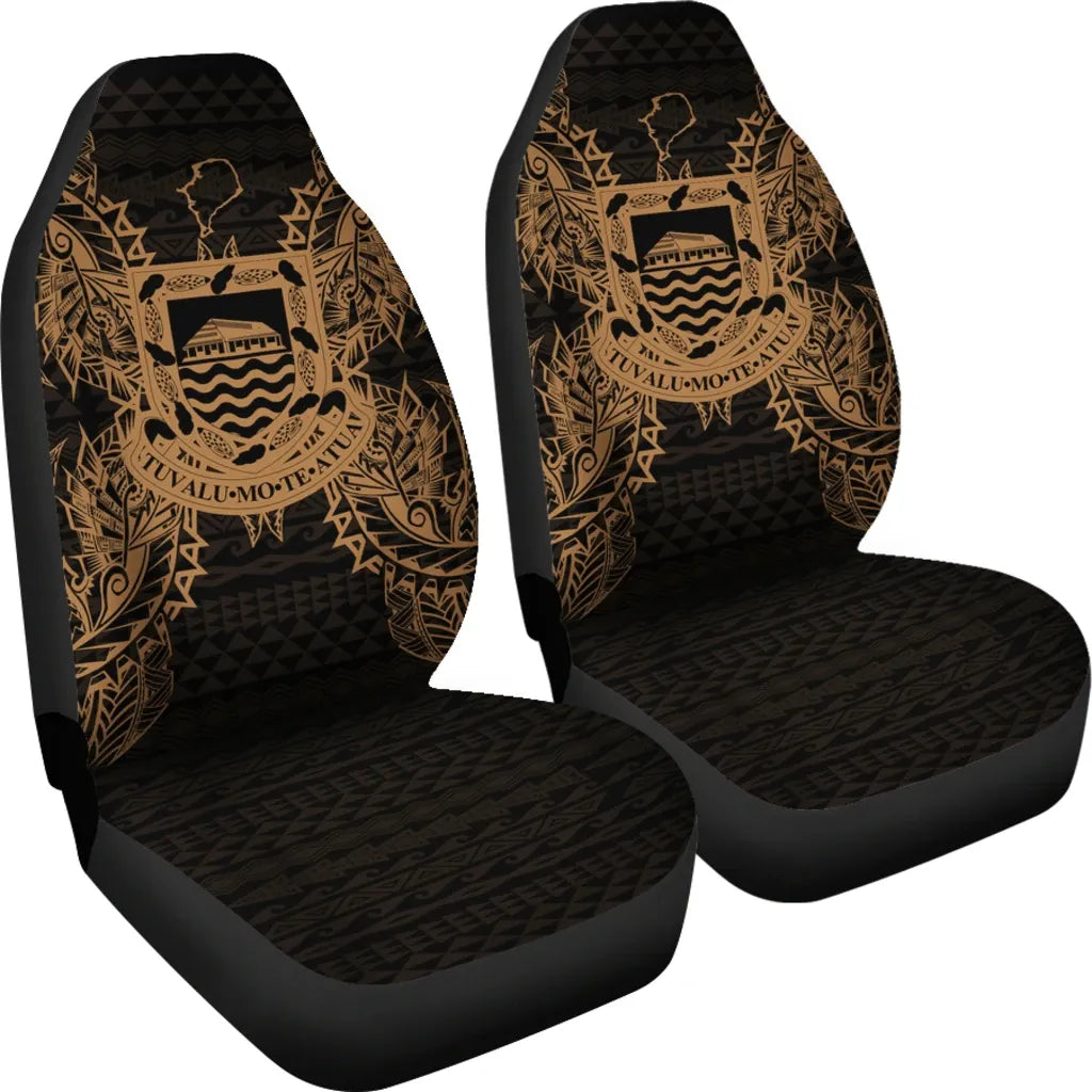 Tuvalu Car Seat Cover - Tuvalu Coat Of Arms Map Gold