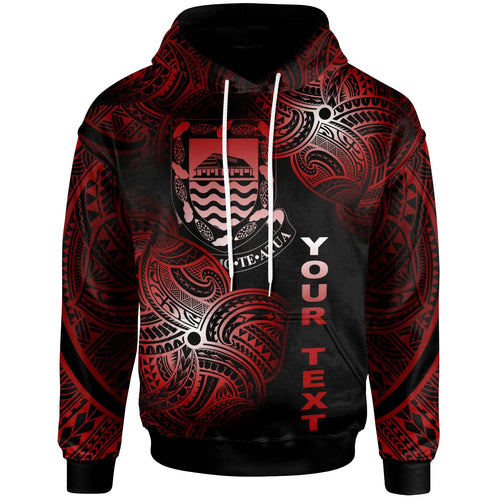 Tuvalu Polynesia Custom Personalized Hoodie - Tuvalu Tribal Flower Red