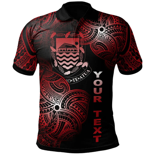 Tuvalu Polynesia Custom Personalized Polo Shirt - Tuvalu Tribal Flower Red