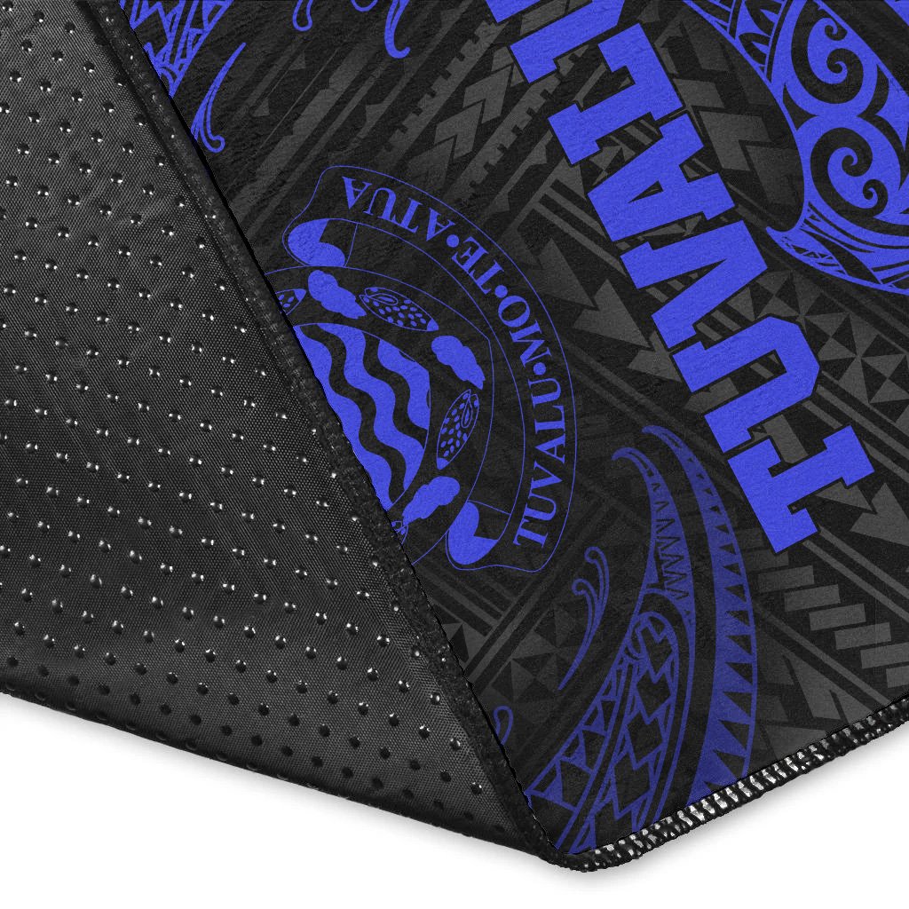 Tuvalu Polynesian Area Rug - Blue Tribal Wave