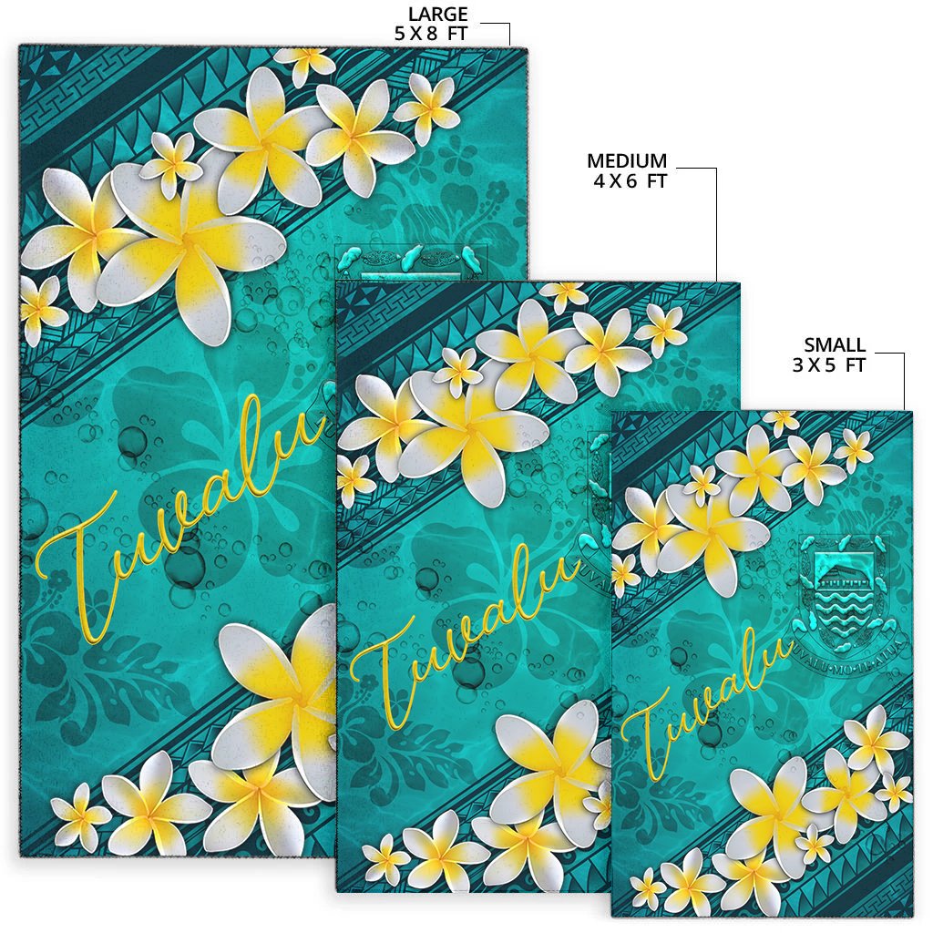 Tuvalu Polynesian Area Rug - Plumeria With Blue Ocean
