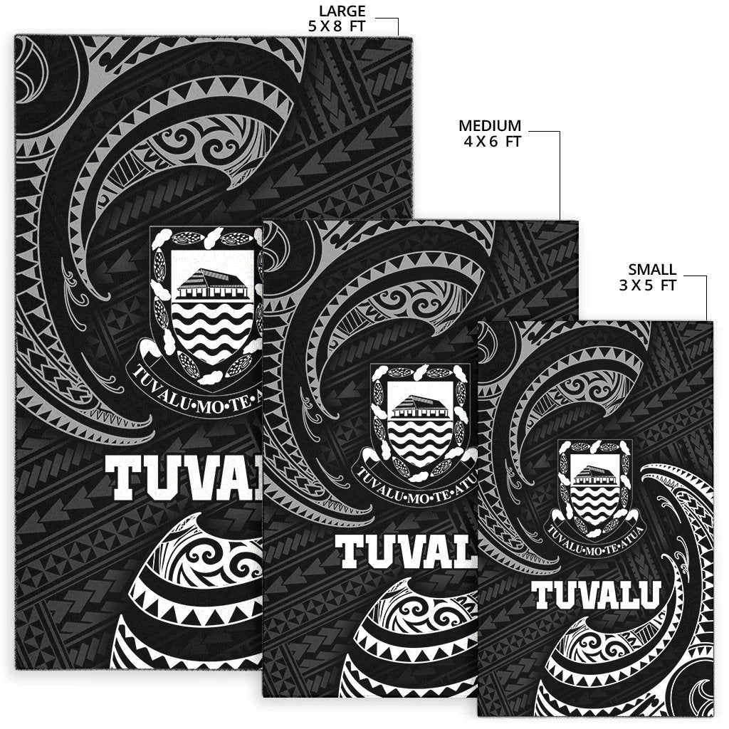 Tuvalu Polynesian Area Rug - White Tribal Wave