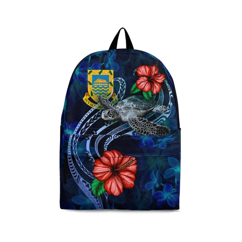 Tuvalu Polynesian Backpack - Blue Turtle Hibiscus