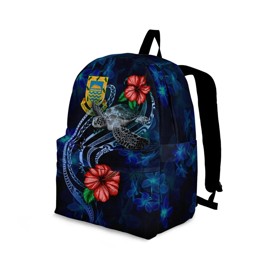 Tuvalu Polynesian Backpack - Blue Turtle Hibiscus