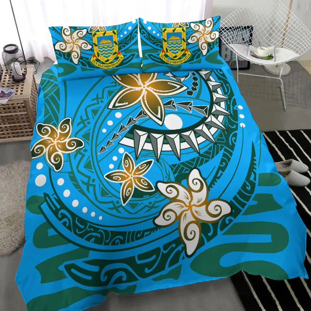 Tuvalu Polynesian Bedding Set - Spring Style Blue Color