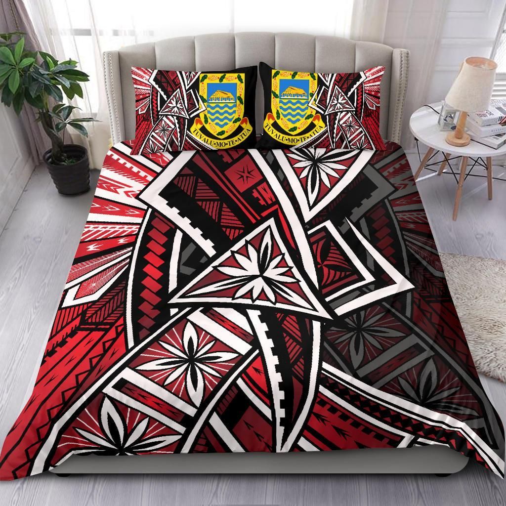 Tuvalu Polynesian Bedding Set - Tribal Flower Special Pattern Red Color