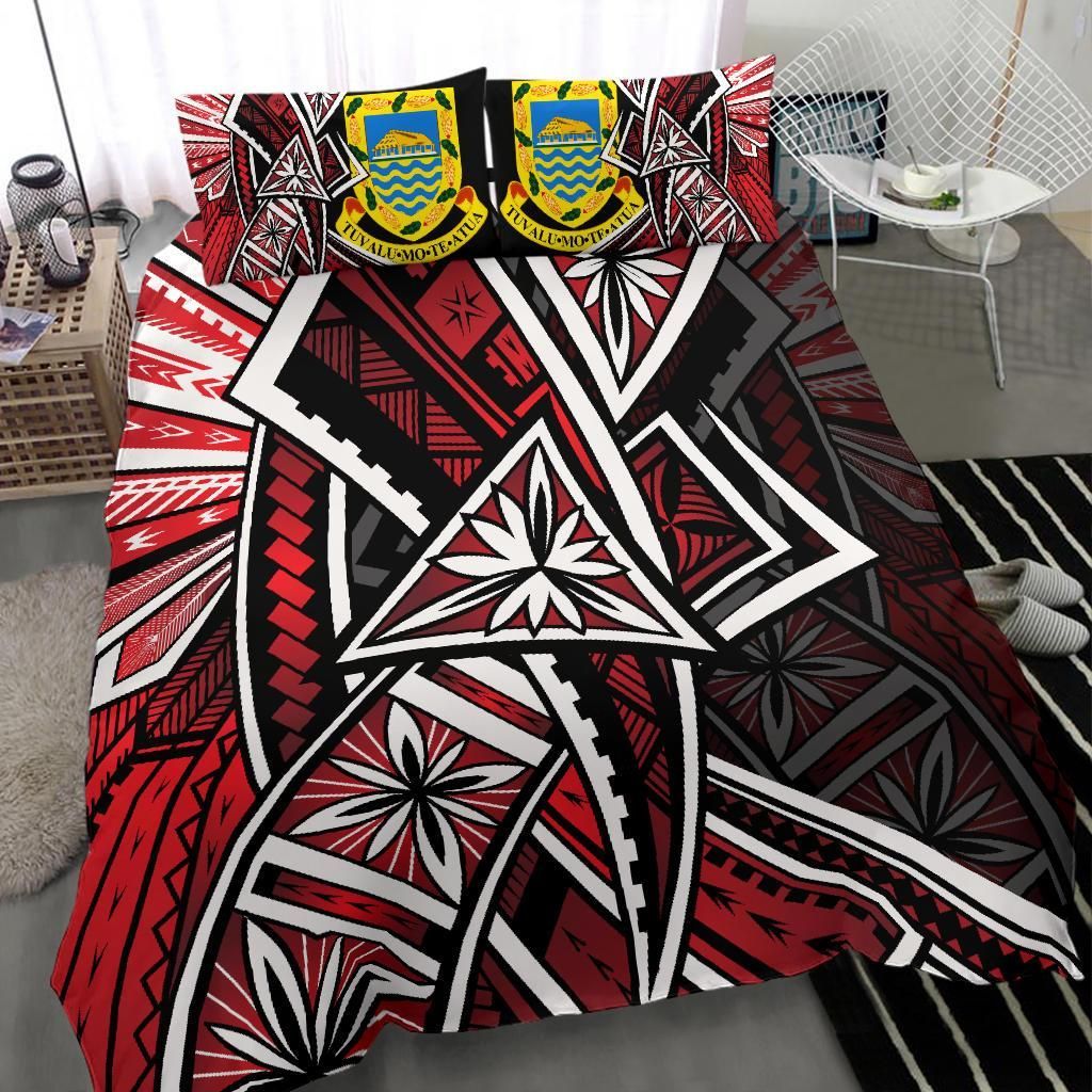 Tuvalu Polynesian Bedding Set - Tribal Flower Special Pattern Red Color
