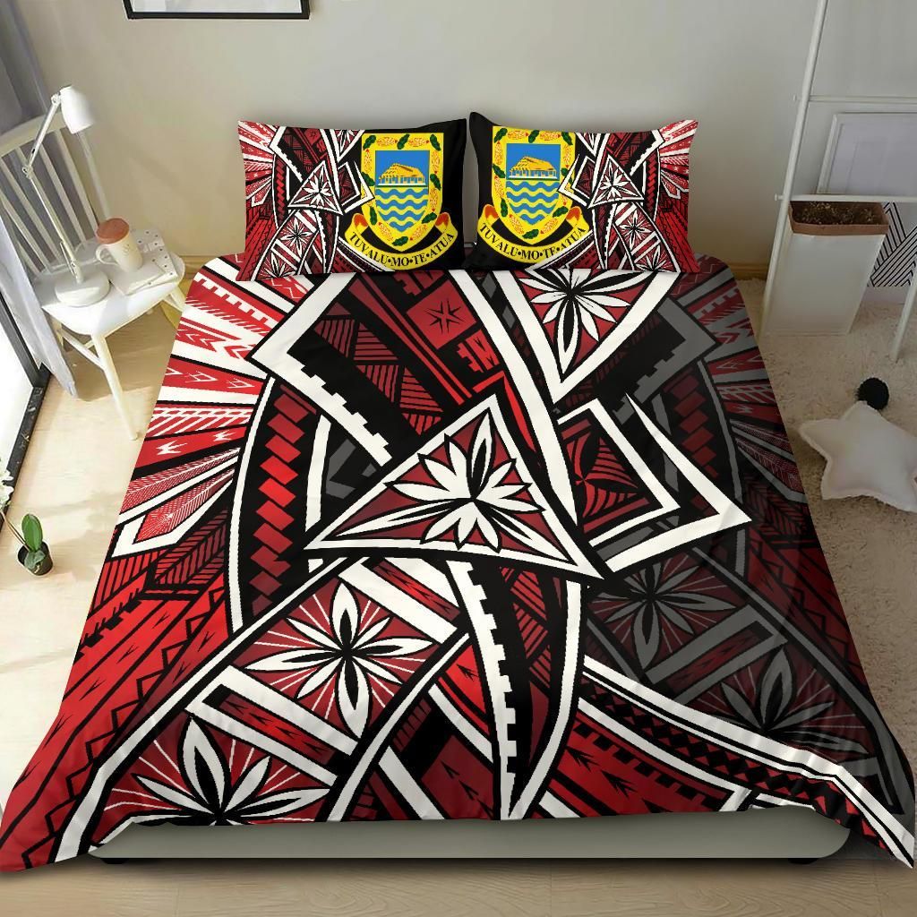 Tuvalu Polynesian Bedding Set - Tribal Flower Special Pattern Red Color
