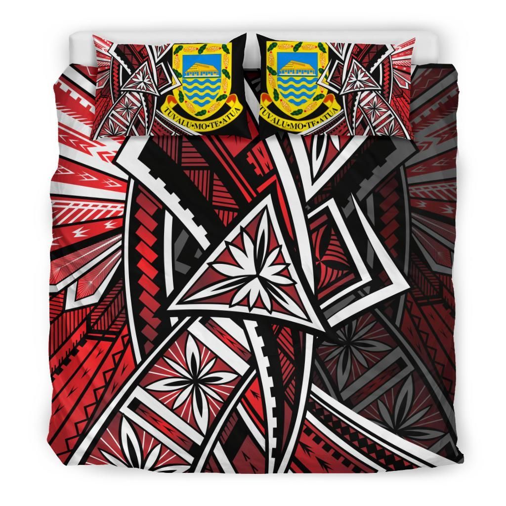 Tuvalu Polynesian Bedding Set - Tribal Flower Special Pattern Red Color