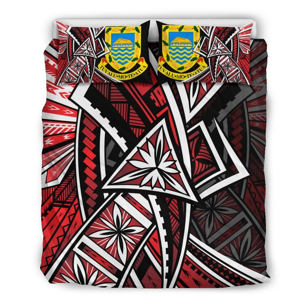 Tuvalu Polynesian Bedding Set - Tribal Flower Special Pattern Red Color