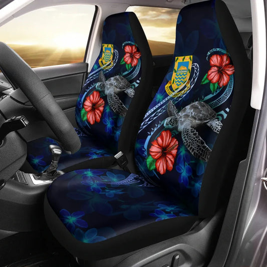 Tuvalu Polynesian Car Seat Covers - Blue Turtle Hibiscus