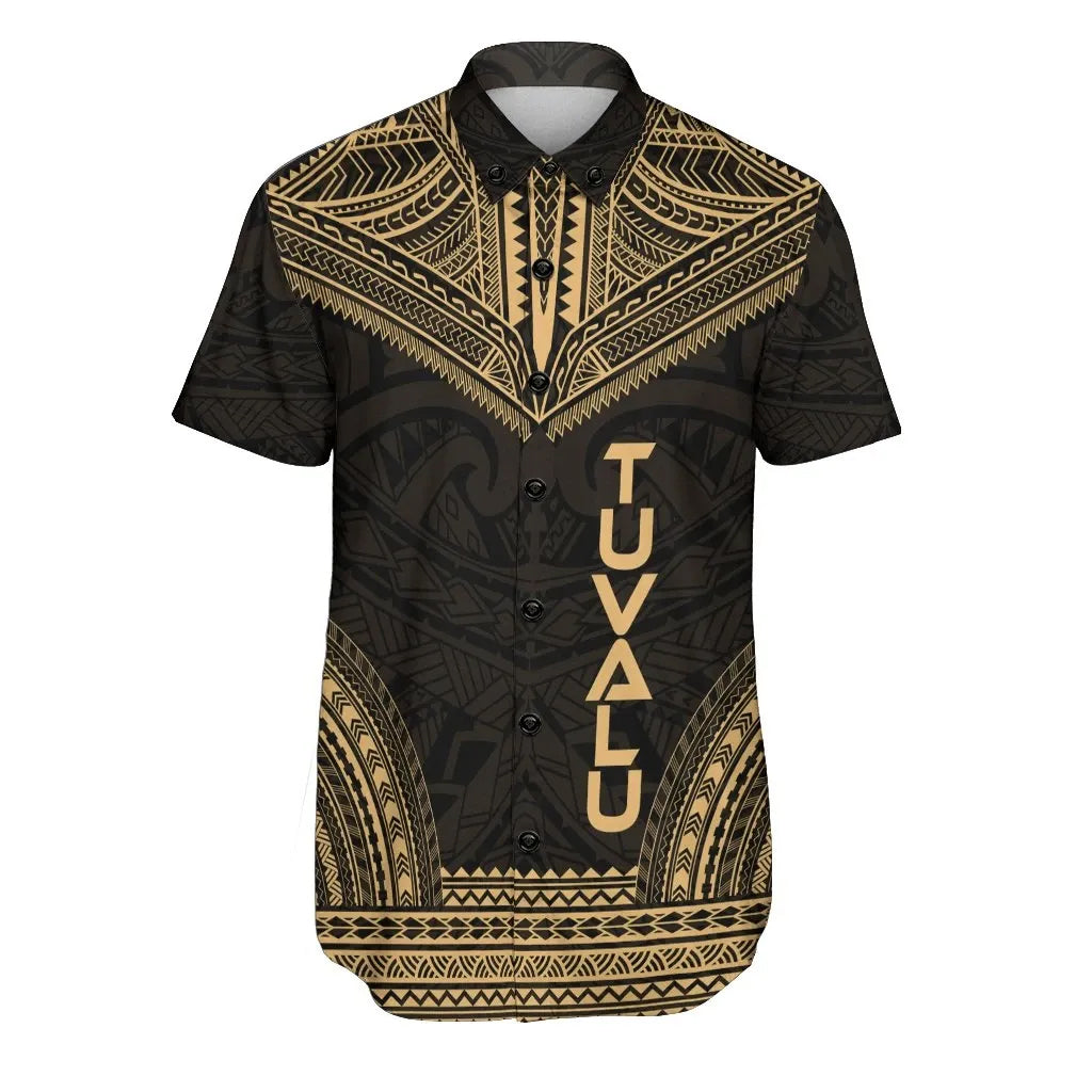 Tuvalu Polynesian Chief Short Sleeve Shirt - Gold Version