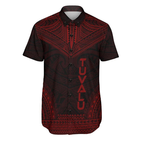 Tuvalu Polynesian Chief Short Sleeve Shirt - Red Version
