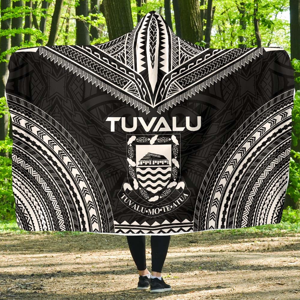 Tuvalu Polynesian Chief Hooded Blanket - Black Version