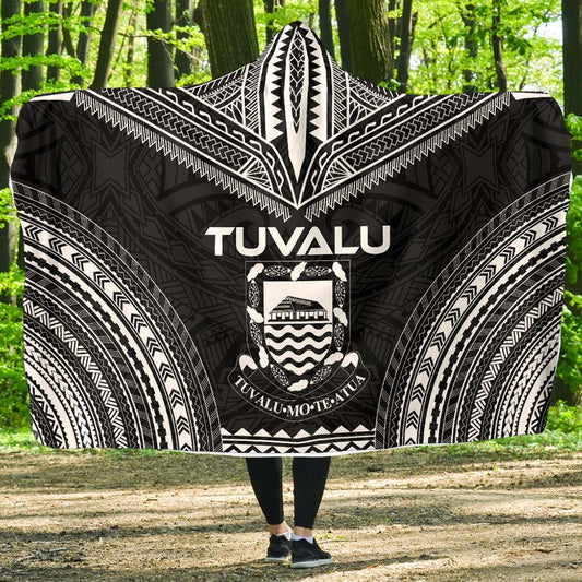 Tuvalu Polynesian Chief Hooded Blanket - Black Version