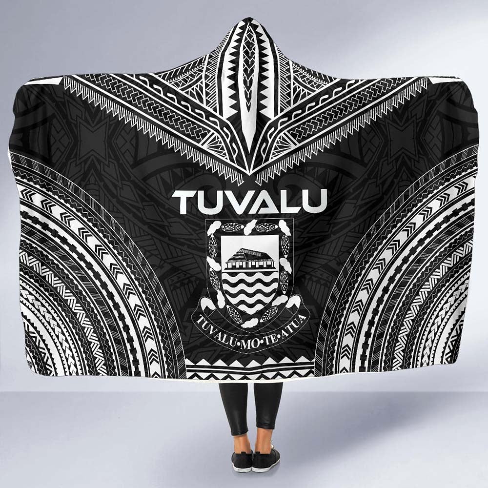 Tuvalu Polynesian Chief Hooded Blanket - Black Version