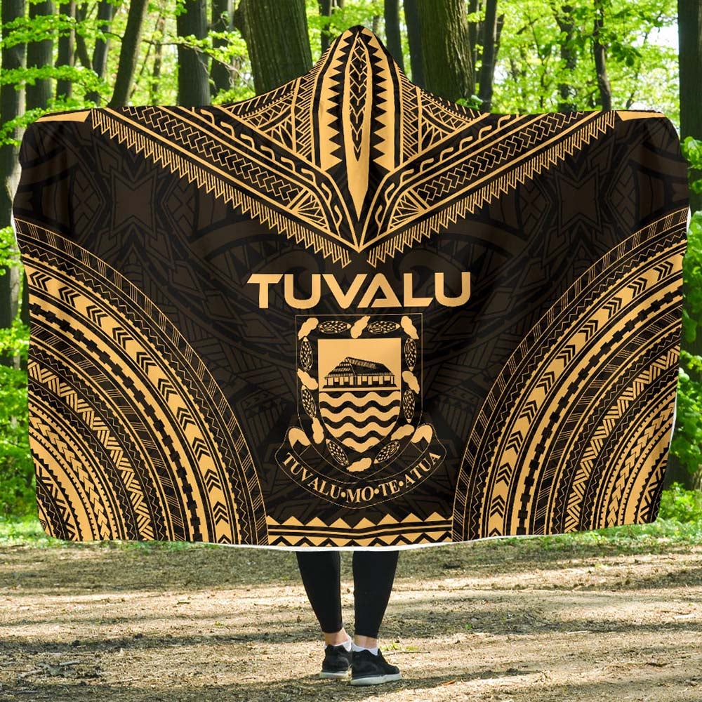 Tuvalu Polynesian Chief Hooded Blanket - Gold Version