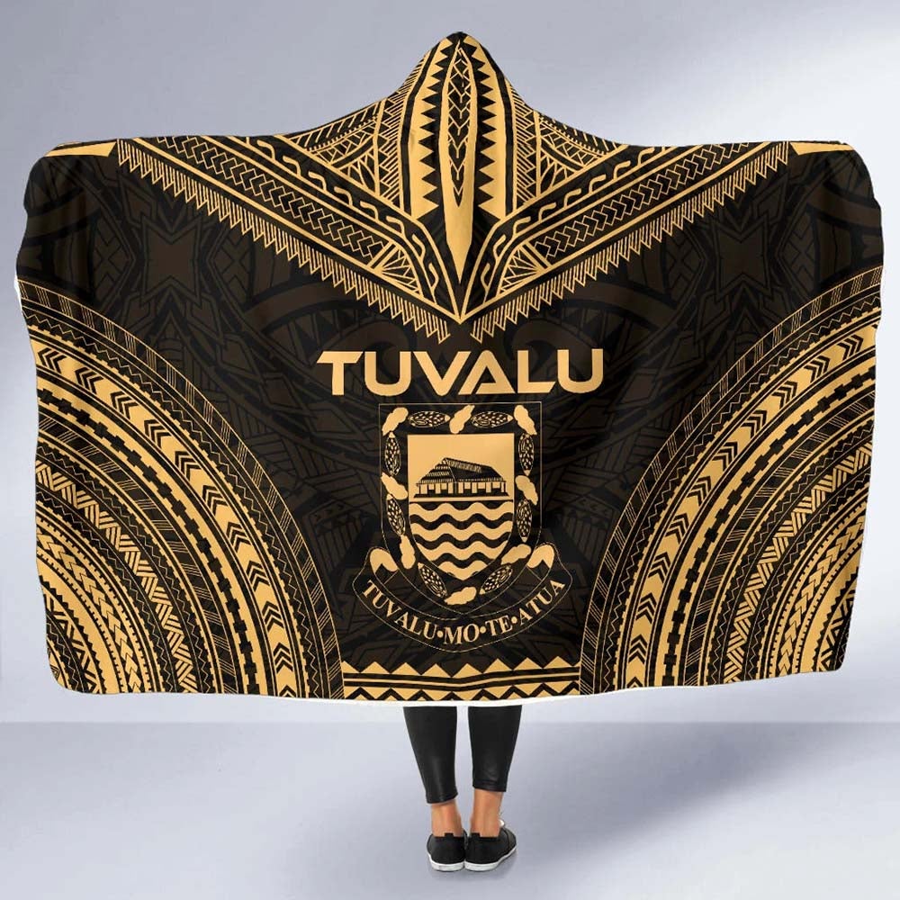 Tuvalu Polynesian Chief Hooded Blanket - Gold Version