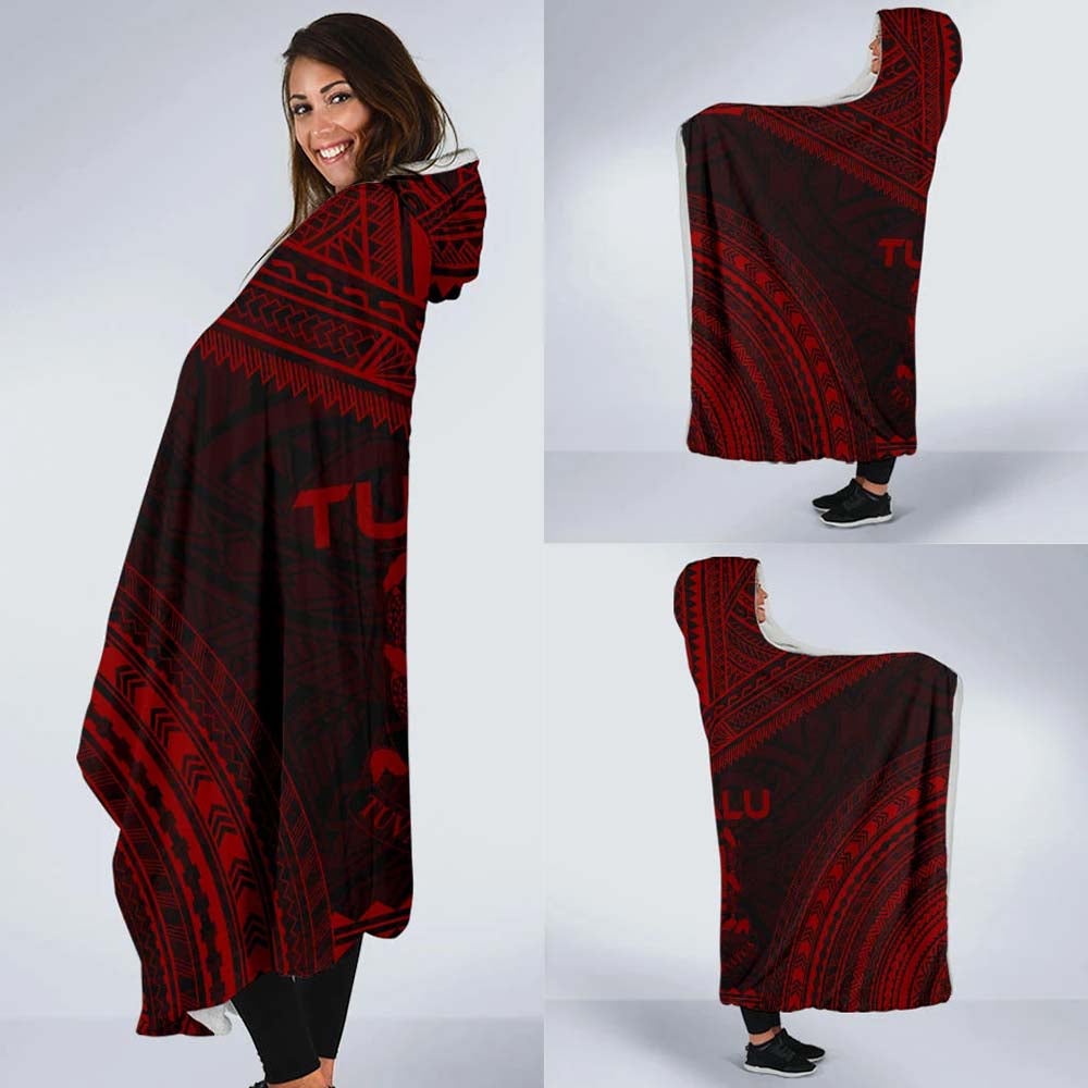 Tuvalu Polynesian Chief Hooded Blanket - Red Version