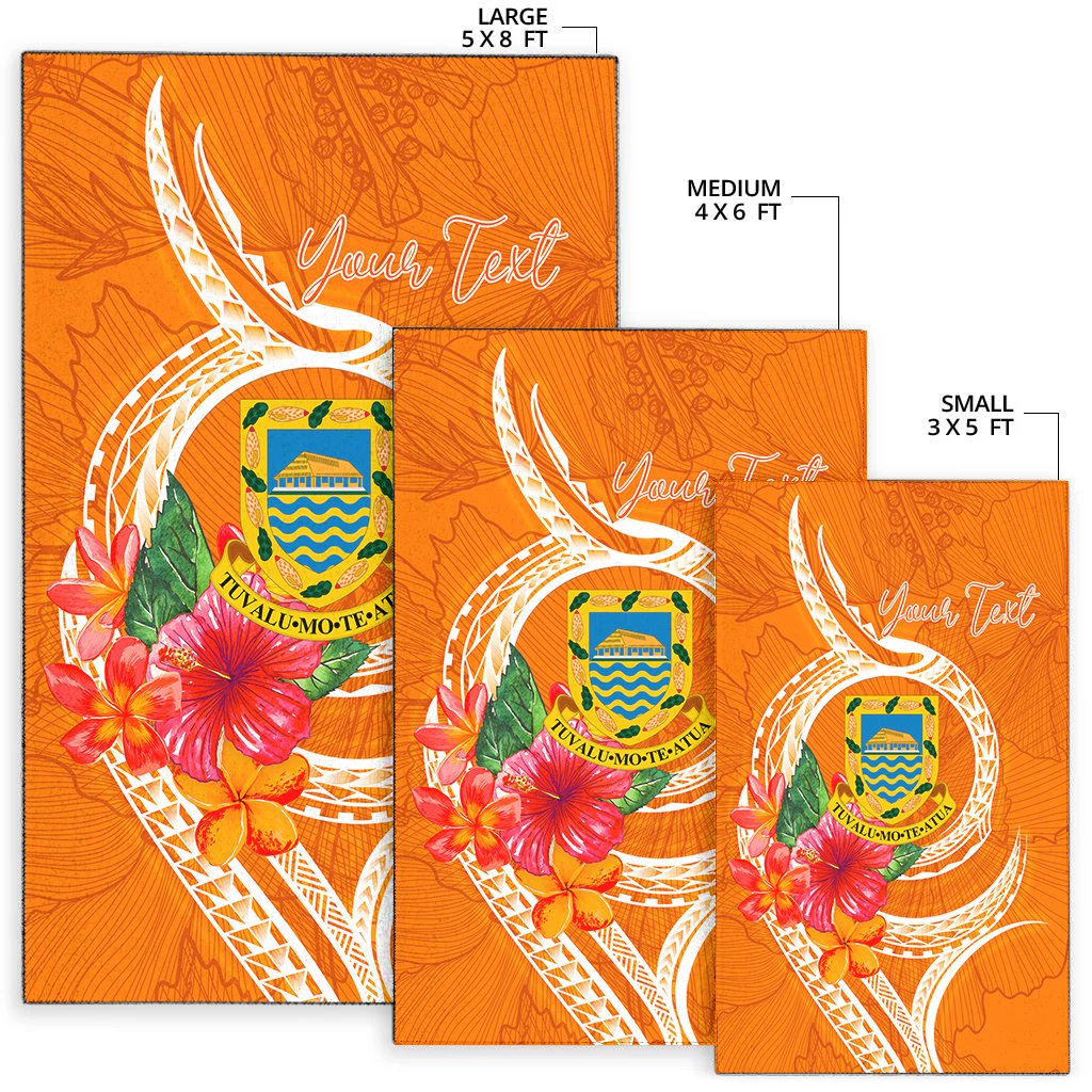 Tuvalu Polynesian Custom Personalised Area Rug - Orange Floral With Seal