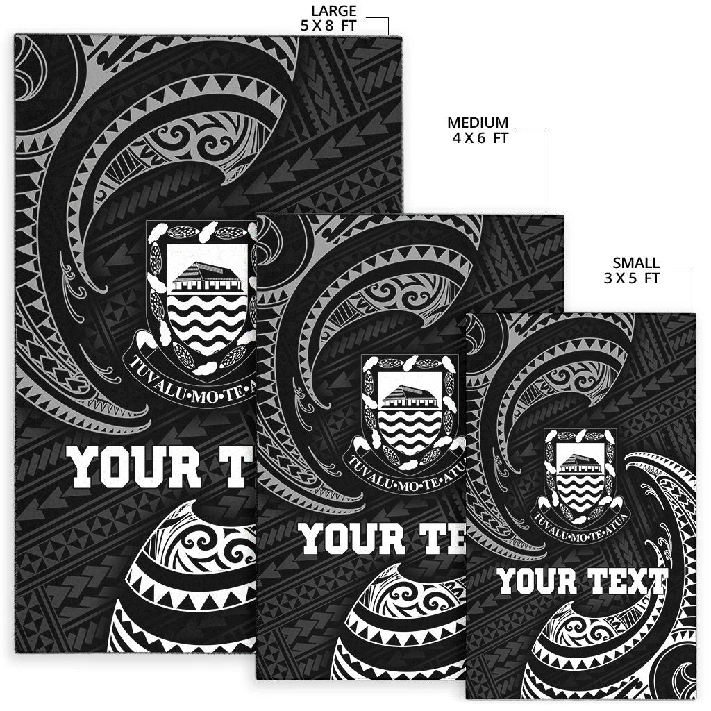 Tuvalu Polynesian Custom Personalised Area Rug - White Tribal Wave