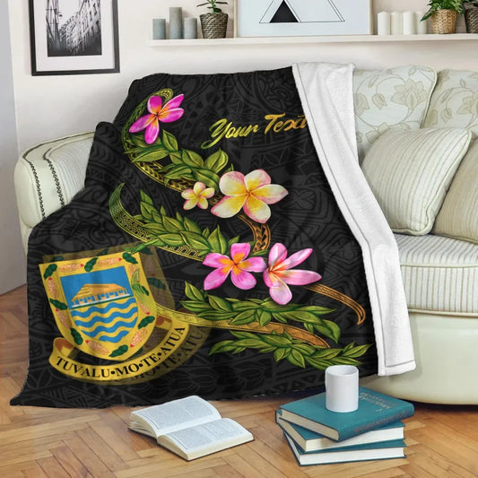 Tuvalu Polynesian Custom Personalised Blanket - Plumeria Tribal