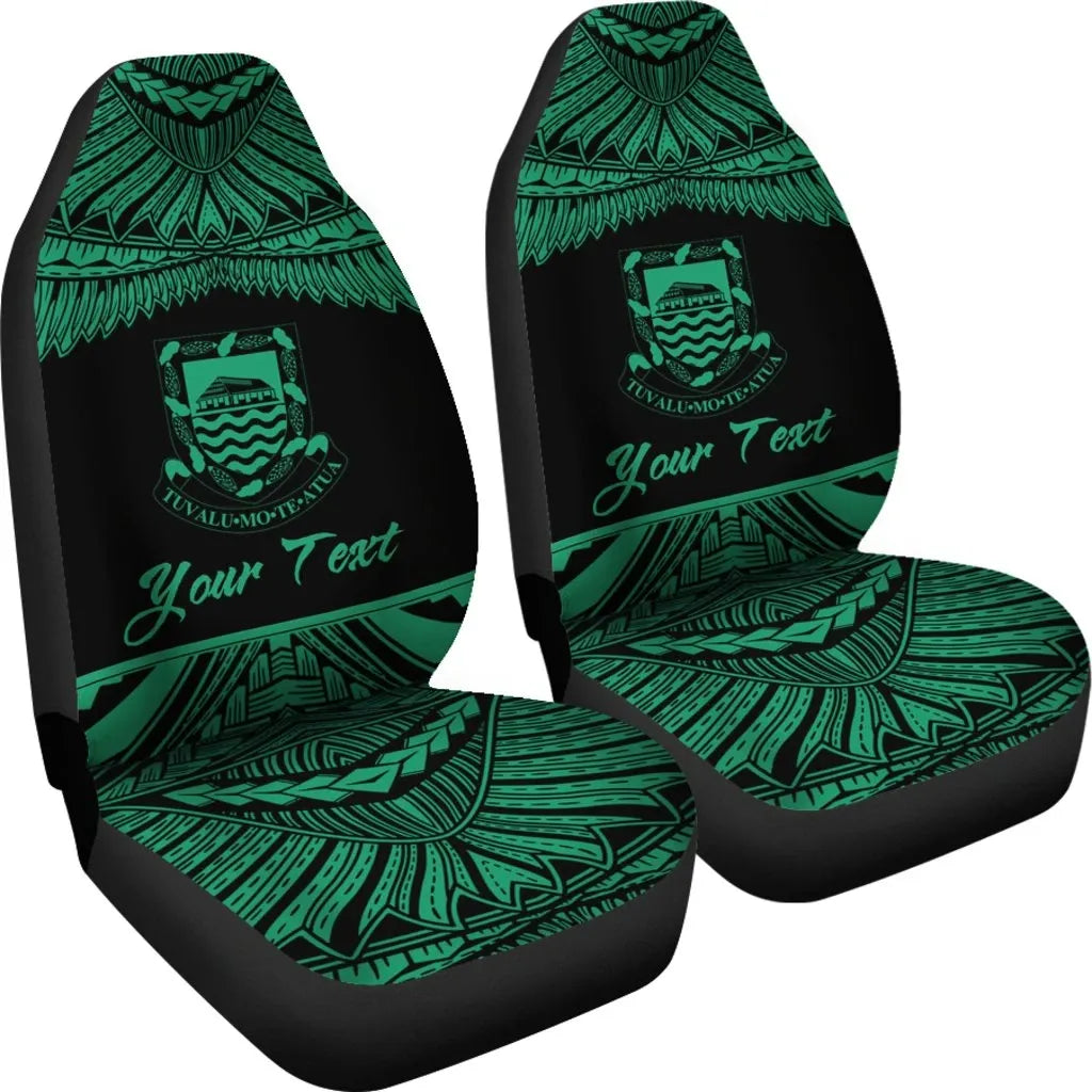 Tuvalu Polynesian Custom Personalised Car Seat Covers - Pride Green Version