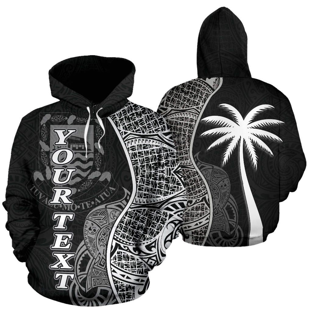 Tuvalu Polynesian Custom Personalised Hoodie Coconut Black