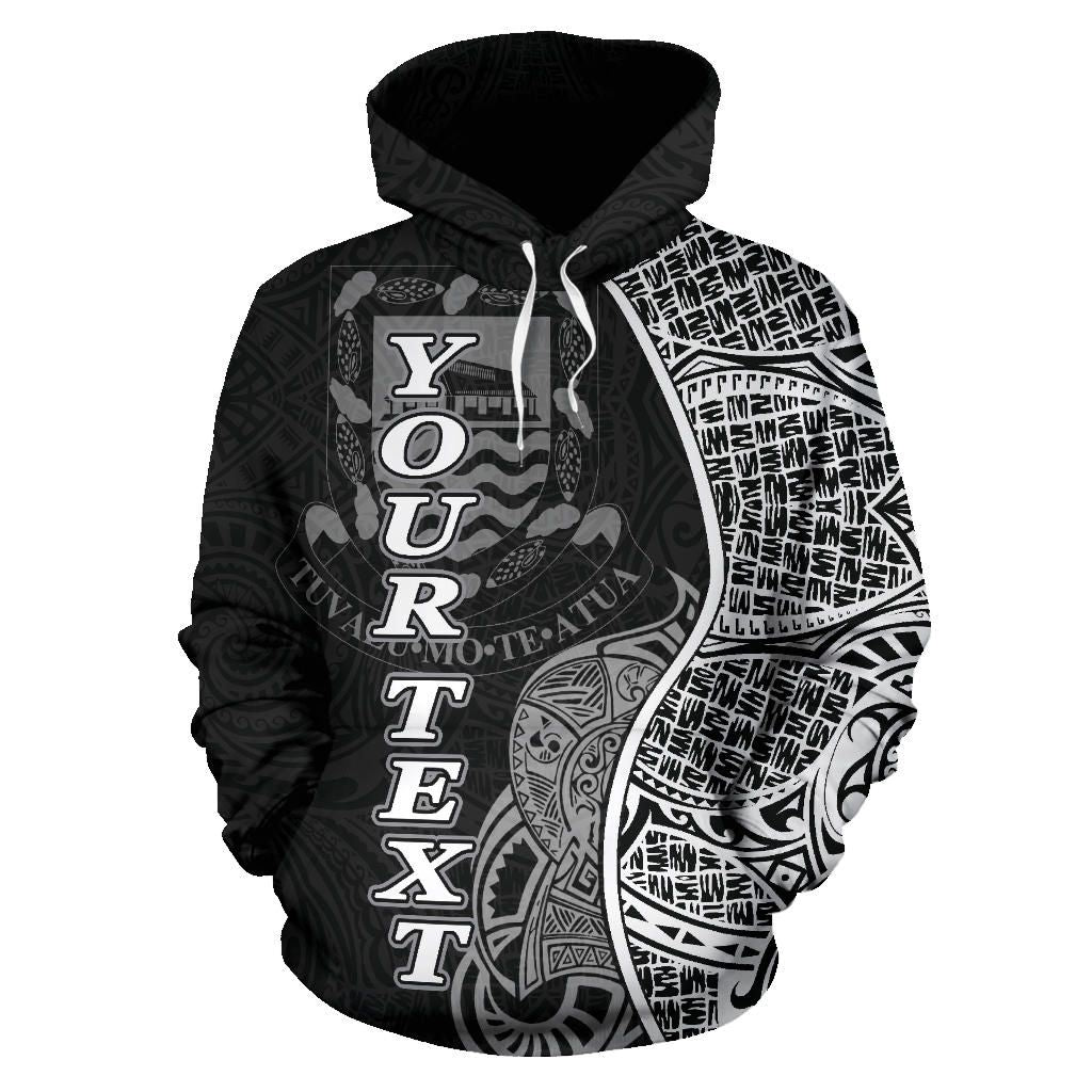 Tuvalu Polynesian Custom Personalised Hoodie Coconut Black