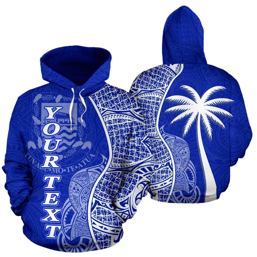 Tuvalu Polynesian Custom Personalised Hoodie Coconut Blue
