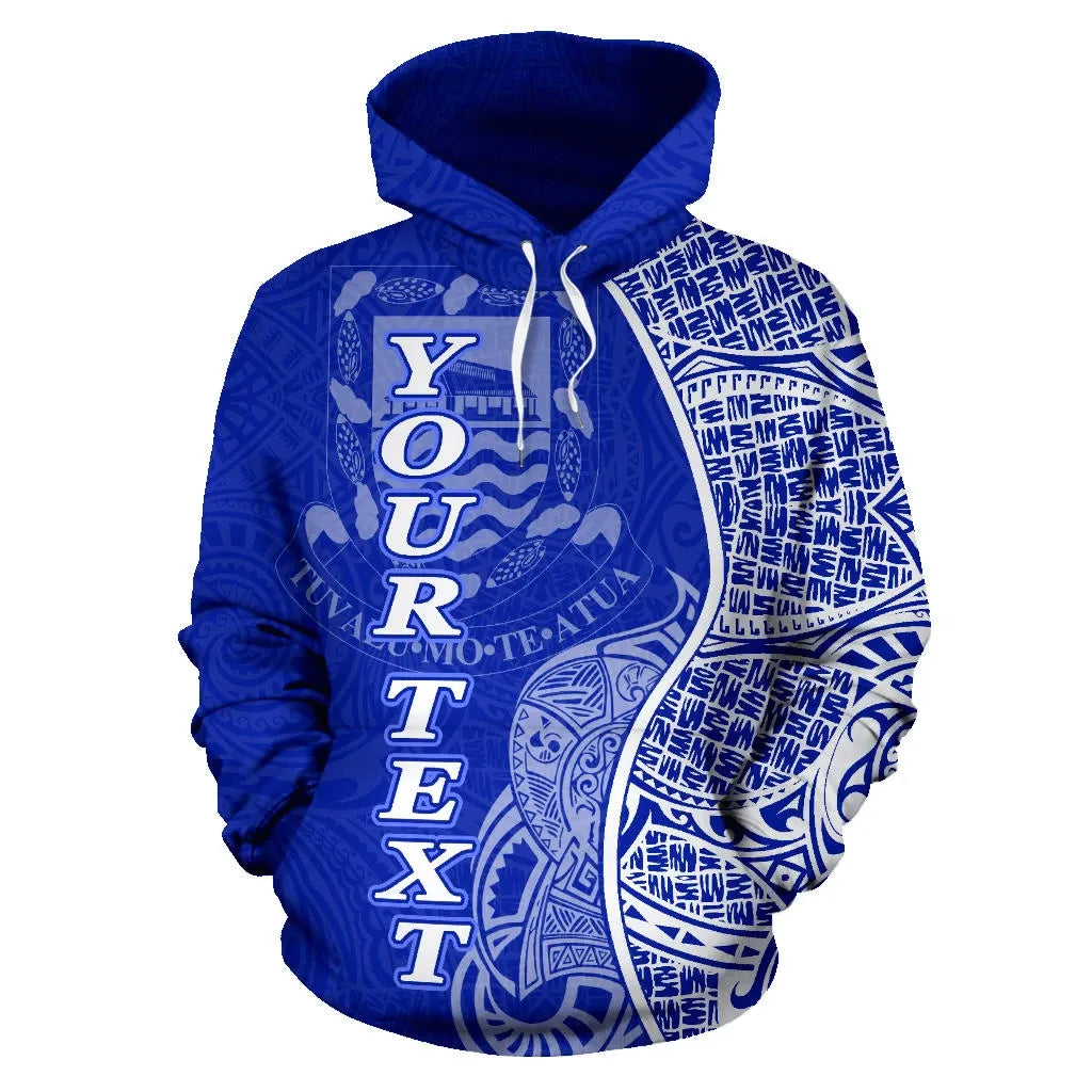 Tuvalu Polynesian Custom Personalised Hoodie Coconut Blue