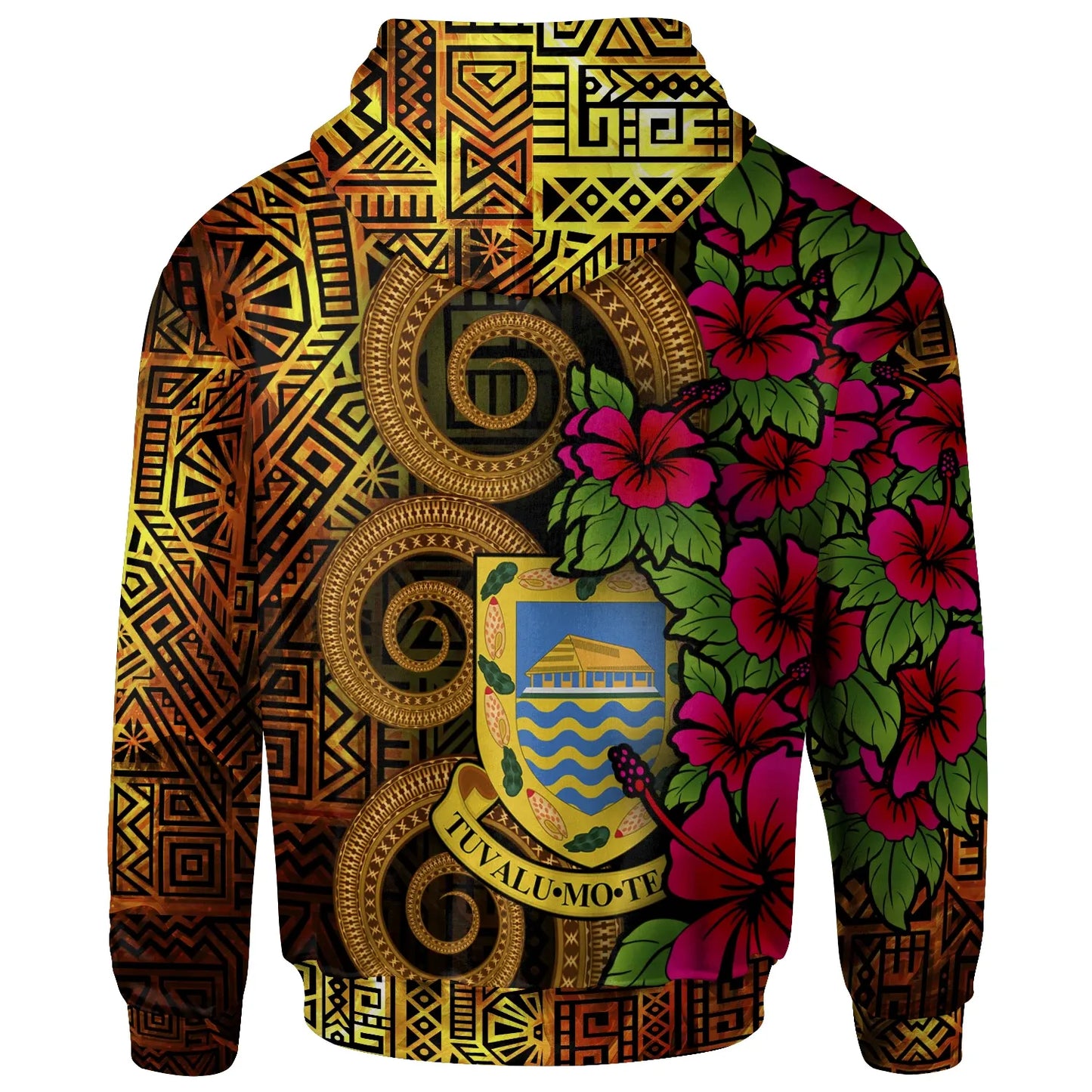 Tuvalu Polynesian Custom Personalised Hoodie - Hibiscus Vintage