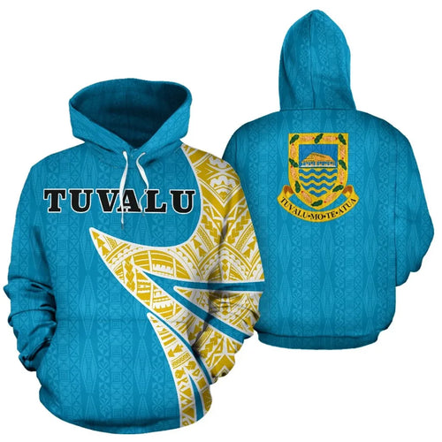 Tuvalu Hoodie - Tuvalu Coat Of Arms Polynesian Warrior Style