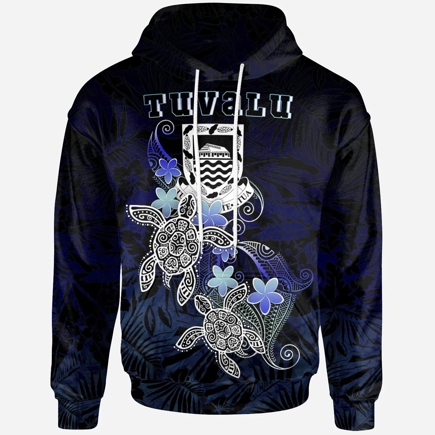 Tuvalu Polynesian Hoodie - Blue Turtle Couple